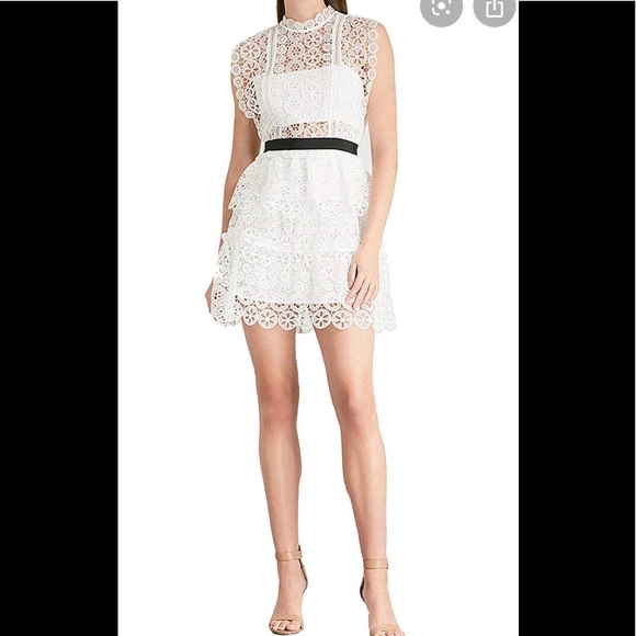self portrait white circle floral lace mini dress White Floral Lace Mini Dress – self-portrait-US main image 0